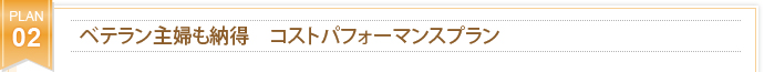 PLAN 02 ベテラン主婦も納得　コストパフォーマンスプラン