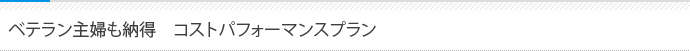 ベテラン主婦も納得　コストパフォーマンスプラン